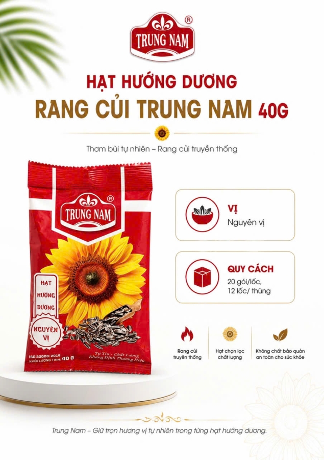 Hướng dương Trung Nam 40g (20 gói/lốc, thùng 12 lốc, nguyên vị)